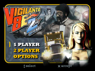 Vigilante 8 2nd Offense title screen for Playstation